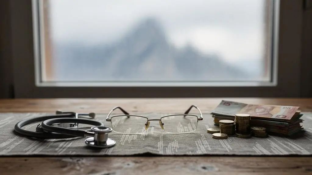 Illustration symbolique de l'assurance maladie de base suisse et de ses zones d'ombre financières