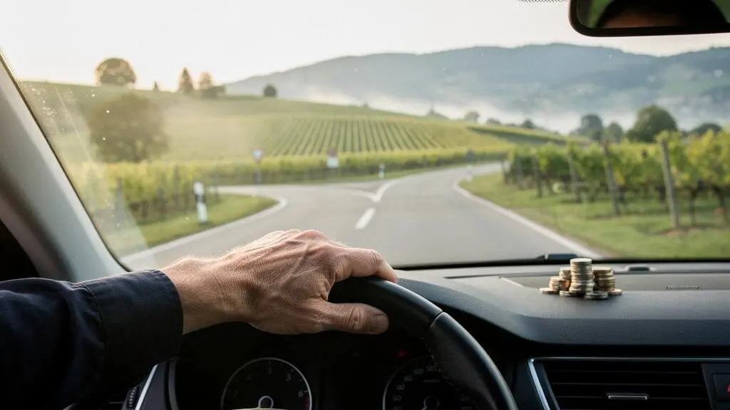 Automobiliste suisse à un moment de décision financière face à son contrat d'assurance casco collision