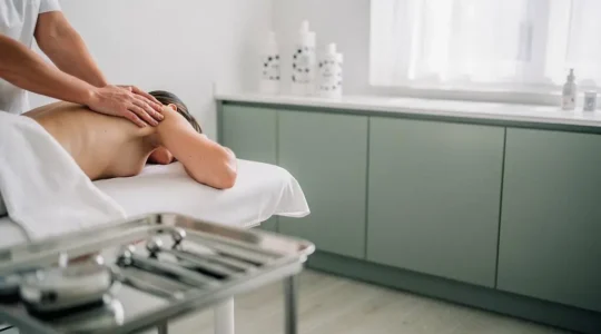 Cabinet de soins suisse lumineux illustrant le lien entre thérapies de médecine douce et soins dentaires pris en charge par une assurance complémentaire