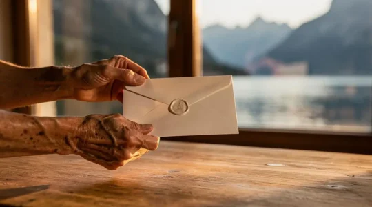 Mains transmettant délicatement une enveloppe scellée symbolisant la transmission d'un capital hors succession en Suisse