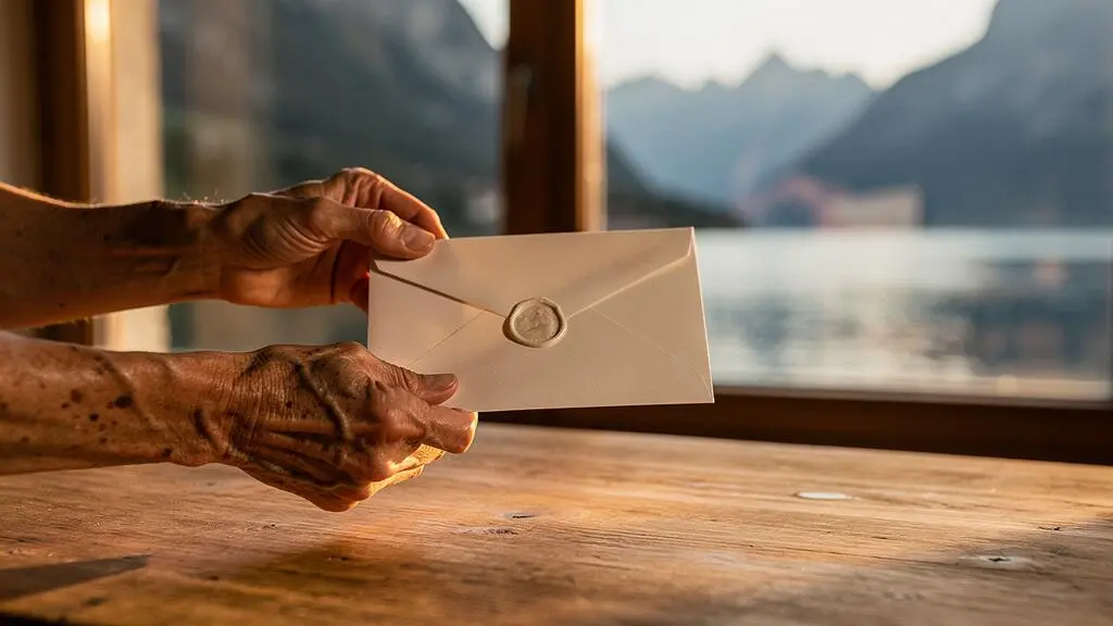 Mains transmettant délicatement une enveloppe scellée symbolisant la transmission d'un capital hors succession en Suisse